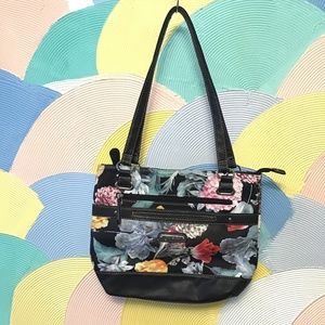 Black floral Stone & Co shoulder bag